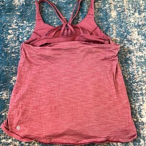 Lululemon Tank Top with Sports Bra, size large, pink